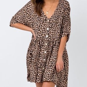 Princess Polly Leopard Print Lavigne Babydoll Dress Size M/L